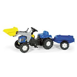 Rolly Toys rollyKid New Holland Tracteur à pédales avec chargeur frontal et remorque