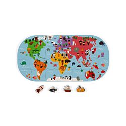 Janod Badespielzeug Weltkarten-Puzzle, 28-teilig