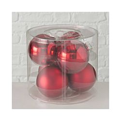 FS STAR Set de 6 boules de Noël rouge 8cm