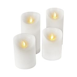 dameco Set de bougies de cire LED blanc rustique