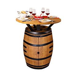 Bodega Table haute en tonneau de vin avec porte et réchaud à fondue