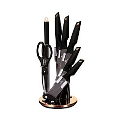 Berlinger Haus Set de 8 couteaux avec support en acrylique Black Rose Collection