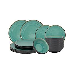 Tavola Lot de 18 pièces set de vaisselle Kreta turquoise