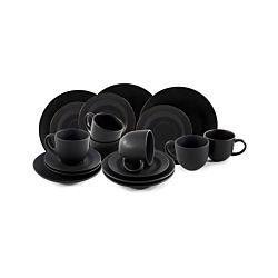 Tavola Lot de 18 pièces set vaisselle pour service à café London, noir