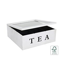 FS-STAR Boîte à thé en bois blanche avec 9 compartiments