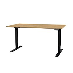 Contini table de bureau réglable en hauteur 160 x 80 cm chêne / piétement noir