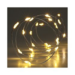FS-STAR Guirlande lumineuse 4.95m de 100 micro-LED LED fil d'argent, blanc chaud avec minuterie