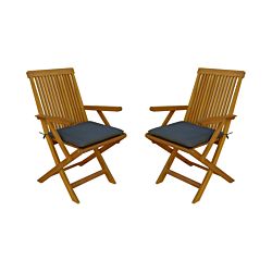 CONTINI Set de 2 chaises de jardin pliante avec coussins anthracite