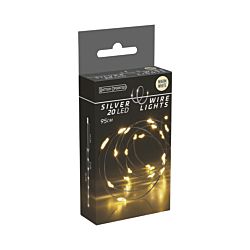 FS-STAR Guirlande lumineuse 95cm 20 micro-LED fil argenté, blanc chaud