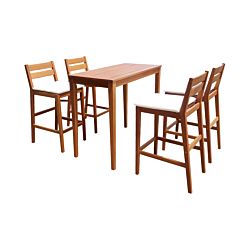 CONTINI Set de table haute et 4 chaises, incl. coussins d’assise
