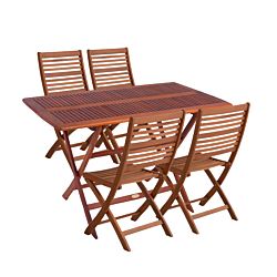 CONTINI Set de table de jardin 123x70 avec 4 chaises Eucalyptus FSC