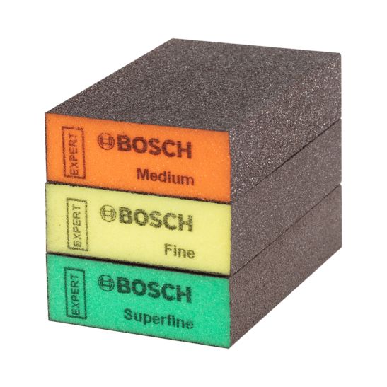 Bosch Set d'éponge à poncer de 3 pièces medium, fine, superfine