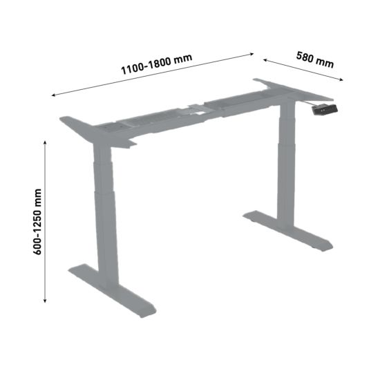 CONTINI Châssis pour table de bureau électrique 1100 - 1800mm gris foncé