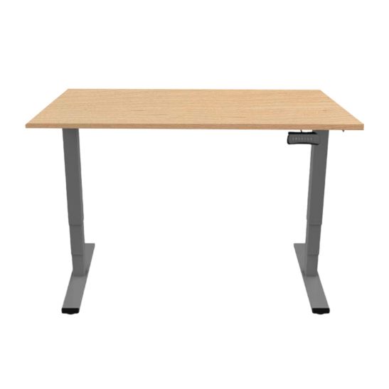 CONTINI Table de bureau réglable en hauteur 160 x 80 cm imitation bois d'érable / Châssis gris foncé