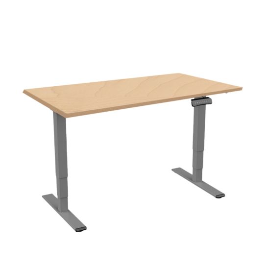 CONTINI Table de bureau réglable en hauteur 160 x 80 cm imitation bois d'érable / Châssis gris foncé