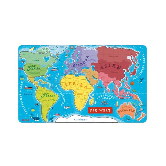 Janod Puzzle magnétique carte du monde 92 pièces