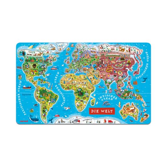 Janod Puzzle magnétique carte du monde 92 pièces
