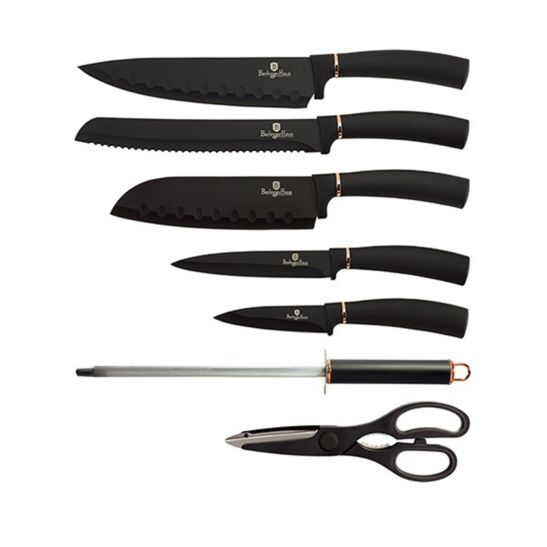 Berlinger Haus 8-teiliges Messerset mit Acrylblock Black Rose Collection
