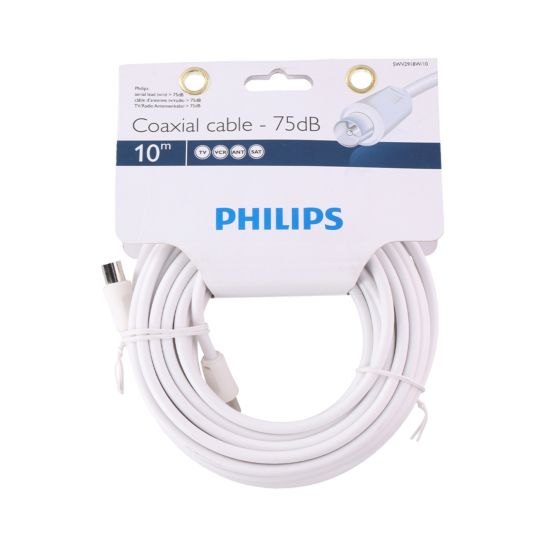 Philips Câble d’antenne tv/radio blanc 10m 75dB