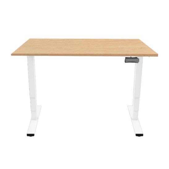 CONTINI Table de bureau réglable en hauteur 160 x 80 cm en imitation de bois d'érable / châssis blanc