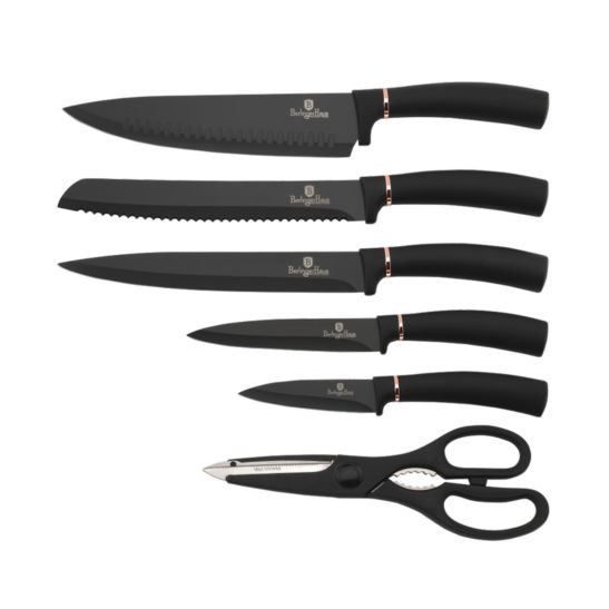 Berlinger Haus Set de couteaux 7 pièces avec bloc de couteaux Black Rose Collection