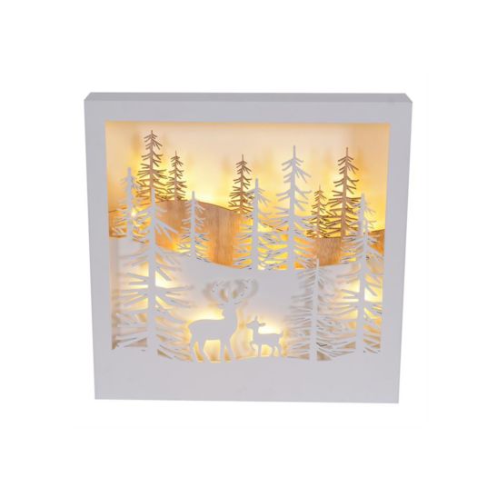 dameco Figure de décoration LED paysage hivernal cerfs
