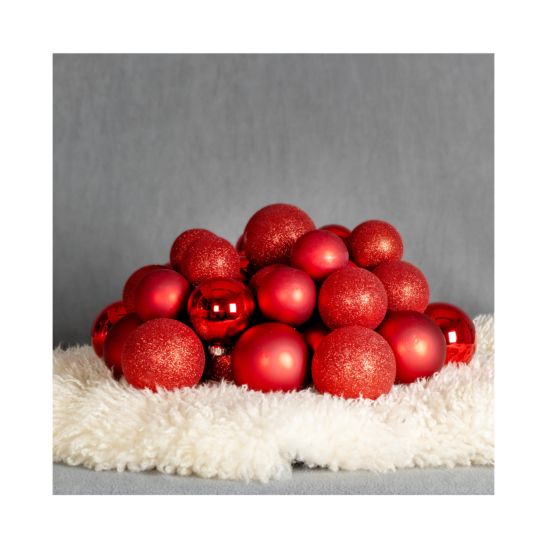 FS-STAR Set de 42 boules de Noël rouges