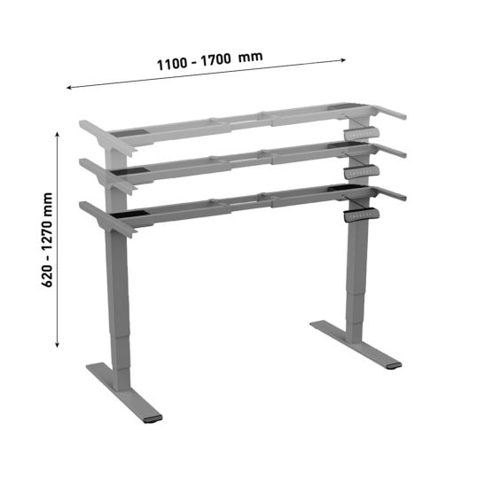 CONTINI Châssis électrique pour table 1100-1700mm gris foncé