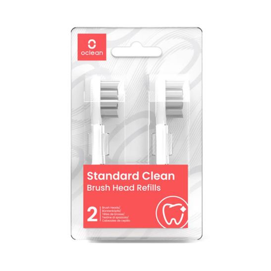 Oclean C04000184 Tête de rechange Standard Clean, paquet de 2, blanc