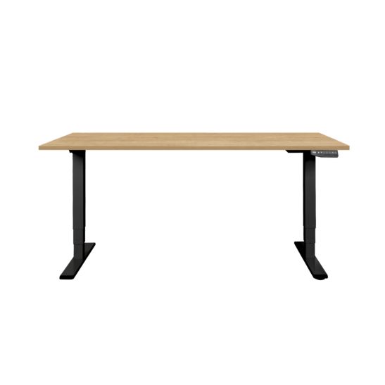 Contini Table de bureau réglable en hauteur 160 x 80 cm imitation chêne / châssis noir