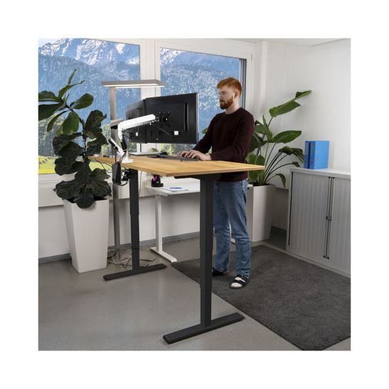 Contini Table de bureau réglable en hauteur 160 x 80 cm imitation chêne / châssis noir