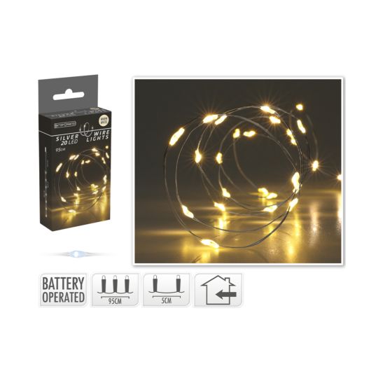 FS-STAR LED Lichterkette micro LED 20 warm-weiss Silberdraht