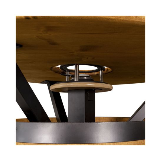 CONTINI Table haute barrique «Silvretta» en chêne avec porte et réchaud à fondue 