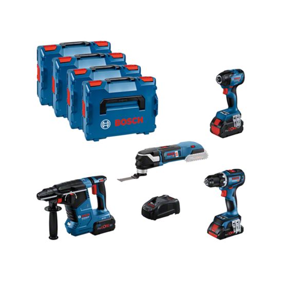 Bosch Set de 4 outils GSR+GDR+GBH+GOP+1x4.0 Ah +2x batteries 5.5 Ah + chargeur GAL 1880CV