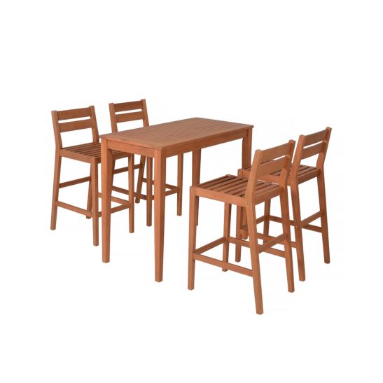 CONTINI Set de table haute et 4 chaises, incl. coussins d’assise