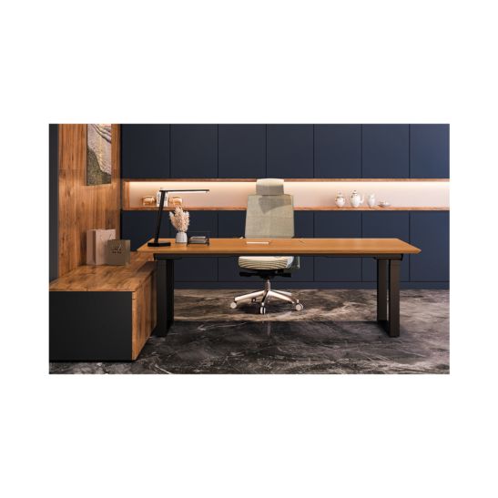 Contini Table de bureau réglable en hauteur 200 x 90 cm imitation chêne / ET223Q châssis noir