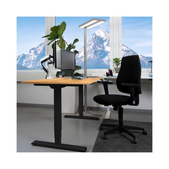 Contini Table de bureau réglable en hauteur 200 x 90 cm imitation chêne / châssis noir