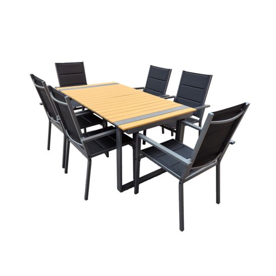 CONTINI Set de table de jardin 180x90cm avec 6 chaises
