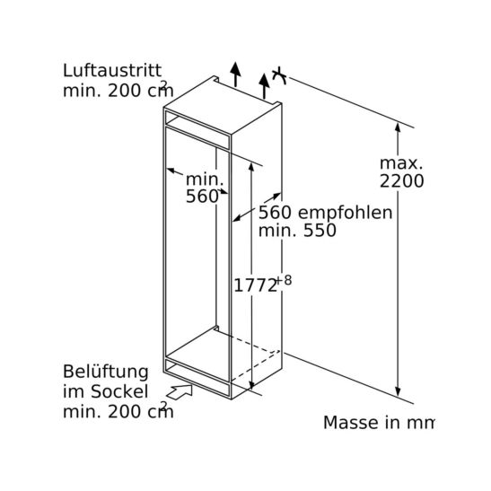 Bosch KIF82PFE0 Einbau-Kühlschrank 269 Liter