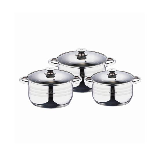 Blaumann Set de 3 casseroles inox Gourmet Line, avec couvercles